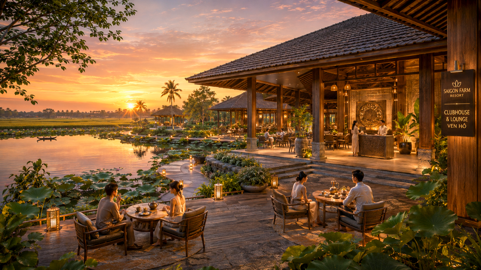 Clubhouse Hiên Việt và Hồ bơi sinh thái ven hồ 100ha