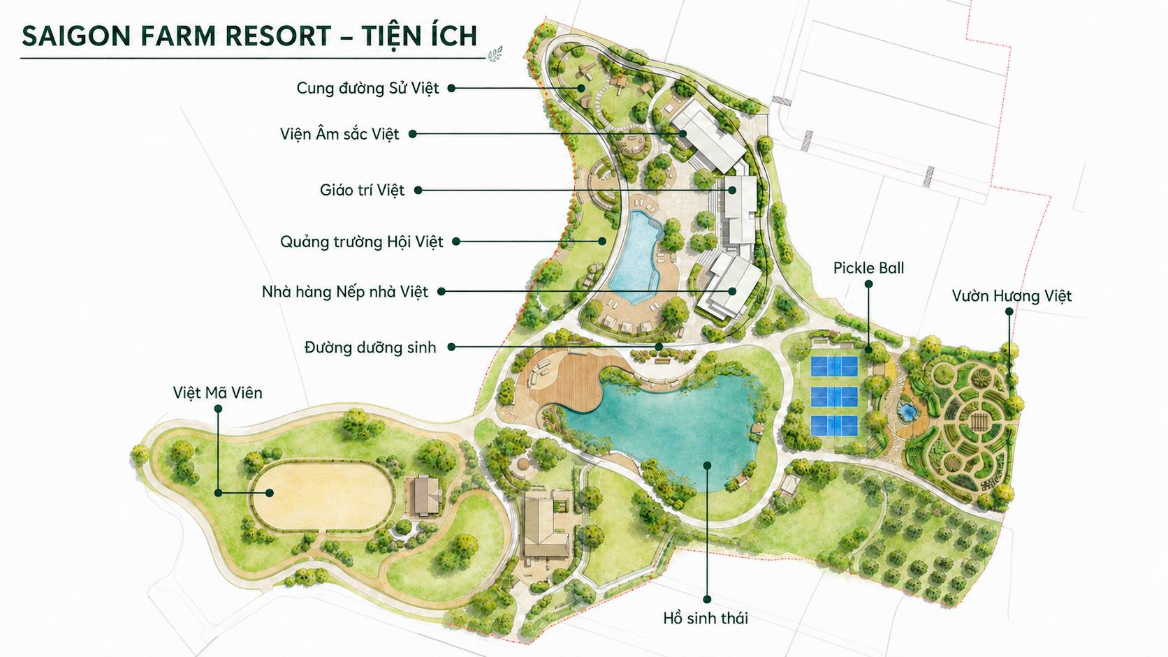 Sơ đồ tiện ích khu trung tâm Saigon Farm Resort
